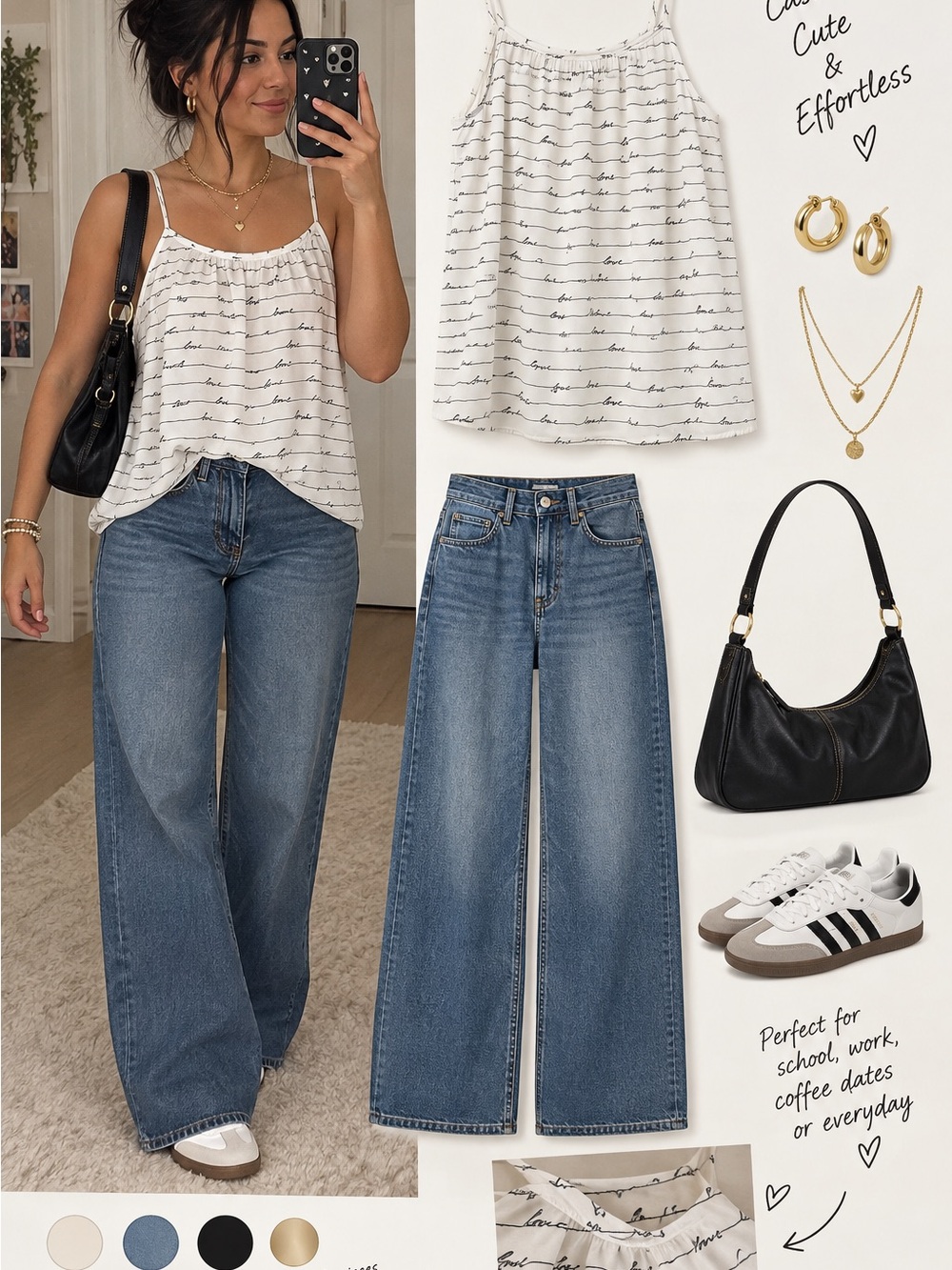 Express White Halter Tank with Black Script Stripe